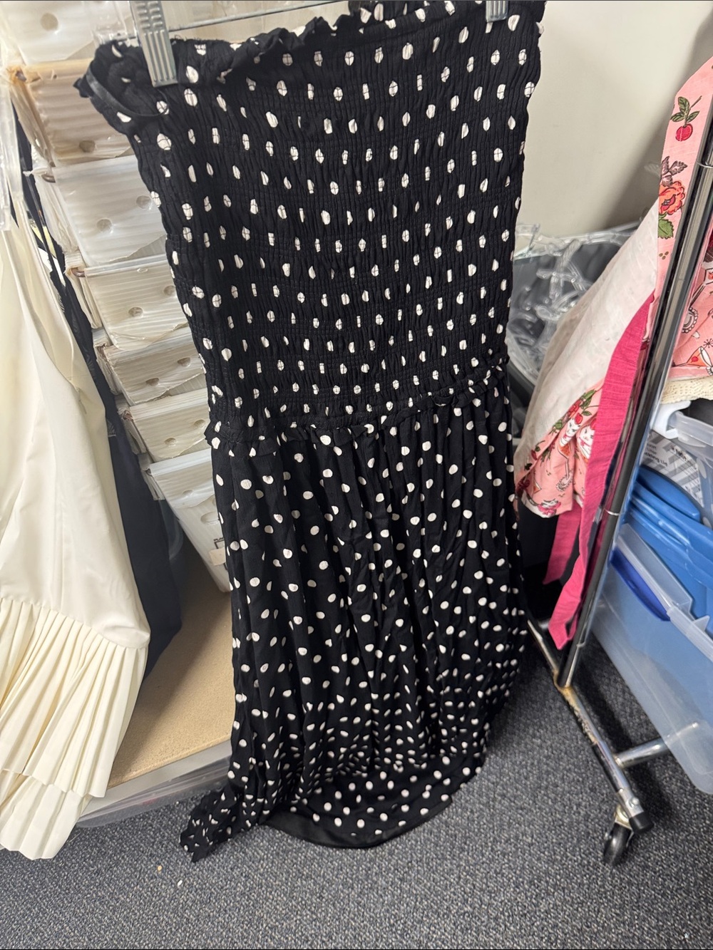 Sim and Sam polka dot strapless jumpsuit XS // 082032